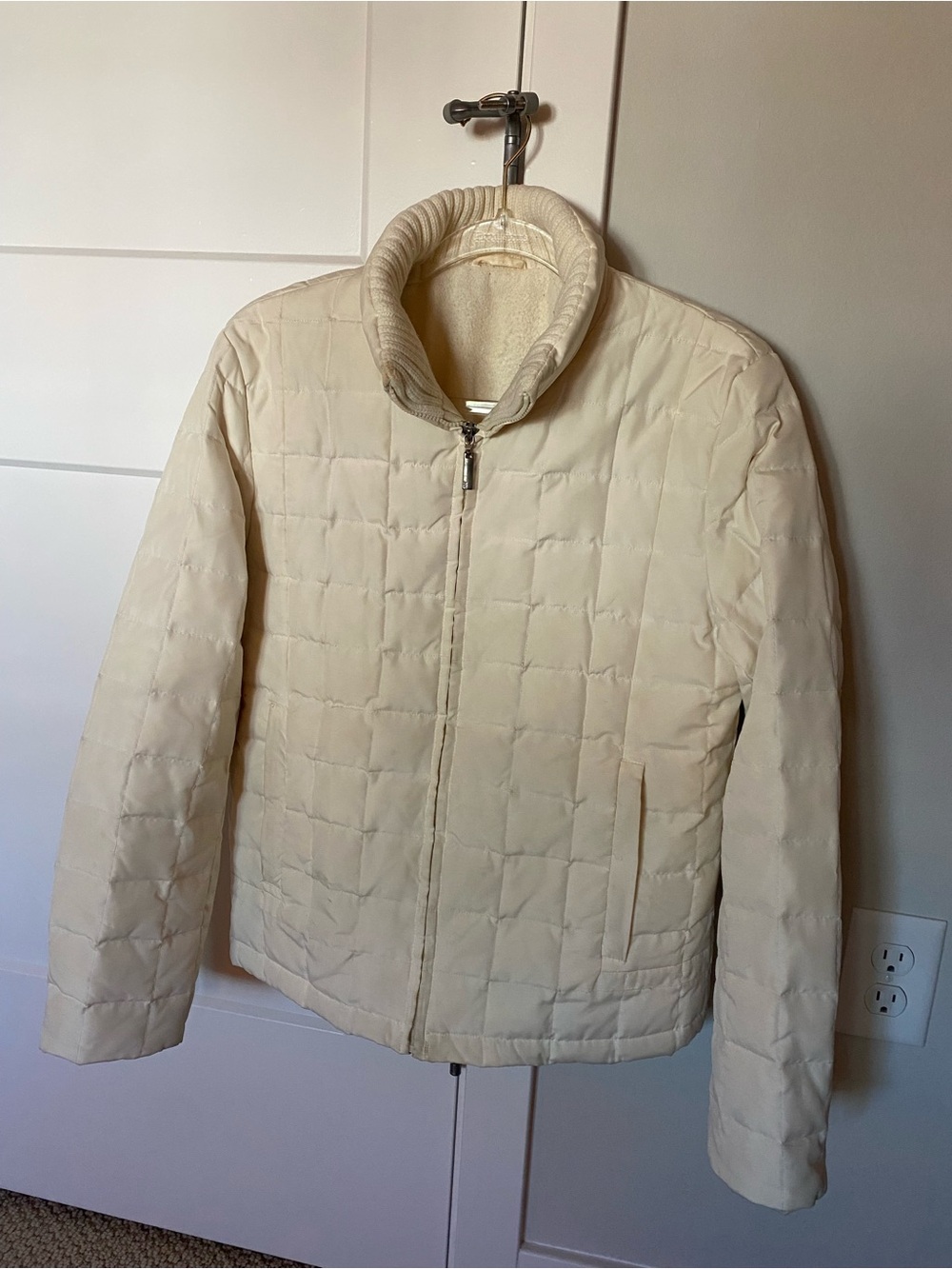New York & Co. Cream Quilted Puffer Jacket